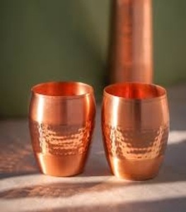Premium Export Copper Glass Tumbler Unique Ayurvedic Drinking Water Cup Metal <b>Drinkware</b> Supplier India - Product Image 4