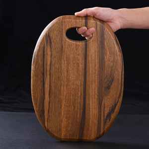 Tabla de cortar ovalada de madera de acacia con asa, tabla para cortar frutas, verduras, pan y servir en la cocina - Product Image 2