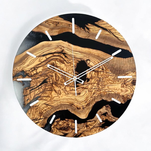 Horloge murale en bois et résine de haute qualité avec logo personnalisé, style antique, pour la décoration de la maison et des restaurants - Product Image 1