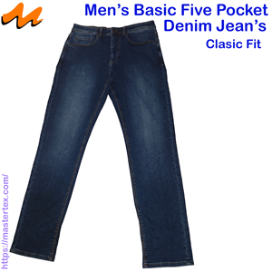 Jean en denim pour homme, coupe droite classique, taille mi-haute, respirant, écologique, cinq poches, teint en pièce, fermeture boutonnée, coton - Product Image 2