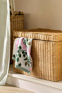 Natural Rattan Ripple Wicker Storage <b>Basket</b> Handmade Wicker <b>Laundry</b> Hamper Organizer For Bedroom Kids Room Decor Home Decor - Product Image 3