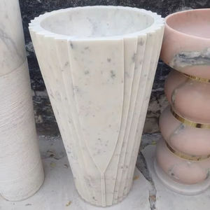 Lavabo sur pied en marbre avec égouttoir, design vertical moderne pour usage en entrepôt - Product Image 1