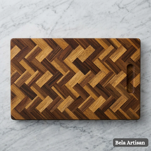 Tabla de charcutería de madera de acacia premium, bloque de cortar con construcción de grano final, apto para lavavajillas, 1.5 cm de grosor, con asa para queso y carne - Product Image 1