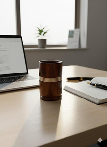 Handcrafted Wooden Tumbler <b>Cup</b> with Brass Ring Accent Decorative Tableware Drinking <b>Glass</b> for Home Restaurant and Hotel Use - Product Image 6