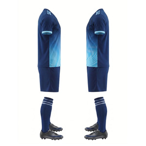 Uniforme de Fútbol para Hombre, Azul Degradado, Cuello en V, Manga Corta, Absorbe la Humedad, Ajuste Atlético, Impresión Sublimada, Conjunto de Camiseta de Fútbol - Product Image 2
