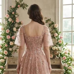 Robe de soirée de luxe personnalisée en gros avec sequins, manches longues, robe de cérémonie, fabricant professionnel OEM, robe de fête - Product Image 2