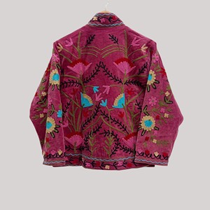 Floral Embroidered Velvet Jacket Mandarin Collar Full Sleeve Plus Size Women'<b>s</b> Prairie Chic Autumn Style - Product Image 5