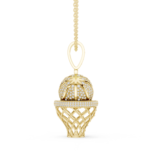 Collar con Colgante de Aro de Baloncesto con Diamantes Cultivados en Laboratorio en Oro Amarillo de 18K, Diseño Lujoso y Brillante - Product Image 4
