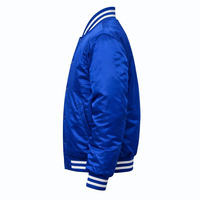 Vestes bomber en satin pour hommes de qualité supérieure, couleur bleu foncé, style streetwear, poignets élastiques, veste en satin tendance avec service OEM