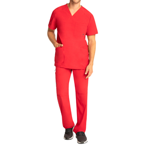 Hospital Medical Men's <b>Doctor</b> Scrub Suits Stretchy Nursing Surgical Scrub Uniforms <b>Sets</b> with Knitted Fabric for Men - Product Image 1