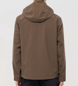 Veste imperméable à capuche pour homme, couleur unie, fermeture éclair, style décontracté, vêtement d'automne, coque en polyester, coupe classique - Product Image 5