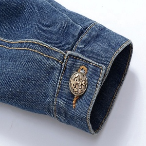 2023 Slim Fit Men's <b>Denim</b> <b>Jacket</b> OEM <b>Custom</b> Designs Men's Winter <b>Jacket</b> Embroidery <b>Custom</b> Logo Washed Blue <b>Denim</b> Jeans <b>Jacket</b> - Product Image 4