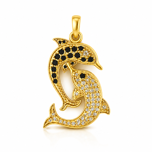 Joyería Fina para Mujer, Collar con Colgante de Delfín con Diamantes de Moissanita, Oro 10K, Diseño Personalizado, Amuleto de la Suerte, Regalo de Moda - Product Image 1