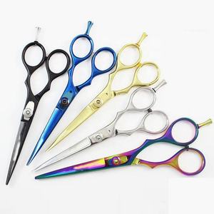 Ciseaux de coiffure en acier inoxydable avec finition multicolore et repose-doigts, ciseaux professionnels de salon - Product Image 1
