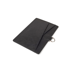 [Article Nouveau] Porte-cartes d'identité en cuir Saffiano véritable Castello avec fermeture ouverte et doublure en polyester, sangle en cuir, plusieurs couleurs - Product Image 4