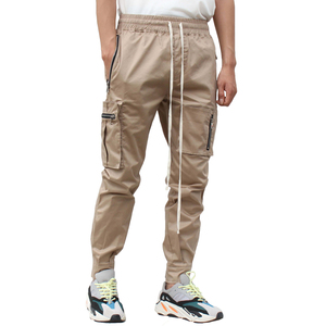 Pantalon cargo jogger kaki pour homme, taille élastique, plusieurs poches, style décontracté, tissu en toile respirant, idéal pour l'automne - Product Image 4