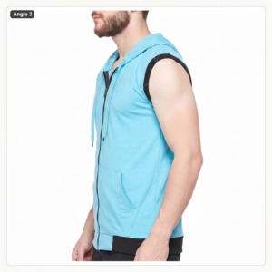 Chaleco Personalizado para Hombre, Sin Mangas, con Capucha y Cierre, Color Sólido, Tejido, Informal, Ligero, Deportivo, Transpirable, Corte Regular - Product Image 2