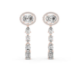 Pendientes de Oro Amarillo de 14K con Diamantes de Corte Esmeralda/Marquesa/Pera/Ovalado para Mujer, Ideales para Aniversario |   Diamante Cultivado Nuevo - Product Image 3