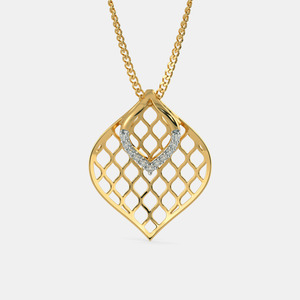 Collier pendentif en or jaune géométrique en forme de goutte d'eau avec diamant de laboratoire - Product Image 1
