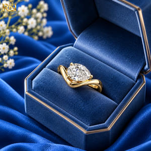 แหวนหมั้นเพชรเพาะเลี้ยงทรงเวฟโซลิแทร์ ทองคำแท้ 9K 14K 18K |   เครื่องประดับอัญมณีชั้นดี ดีไซน์หรูหรา ประดับเพชรแบบ Pave Setting สำหรับเจ้าสาวและเจ้าบ่าว - Product Image 3