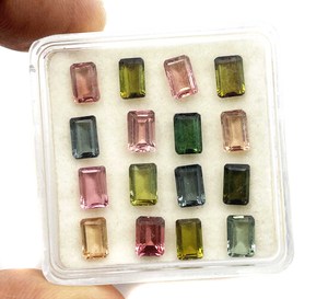Pierre précieuse naturelle multi-tourmaline, taille octogonale, 4*6 mm, tourmaline facettée pour la création de bijoux, pierres certifiées IGI - Product Image 6