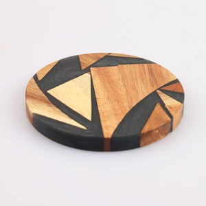 Posavasos Redondo Creativo de Madera Maciza de Acacia con Resina Epoxi de Alta Calidad para el Hogar o la Oficina - Product Image 2