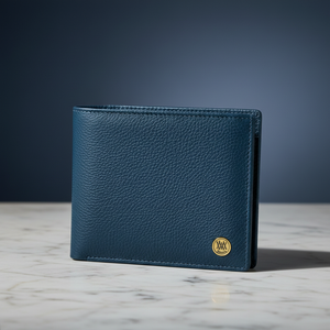 WRIZA Mens Genuine Leather Eco-Friendly Fashion RFID Blocking <b>Wallet</b> | Navy Blue Bifold Coin Pocket Slim Credit Card <b>Holder</b> - Product Image 1