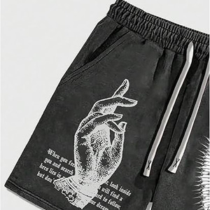 Shorts imprimés délavés à l'acide pour hommes, style streetwear moderne, toucher doux, coton, pour la gym et l'entraînement - Product Image 4