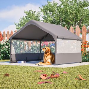 "3-Sided Mesh <b>Window</b> Pet Shelter Tent for Large Dogs Sun & Rain <b>Cover</b> Outdoor Canopy Ground Stake" - Product Image 1
