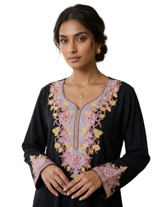 Embroidered Modest Abaya Maxi <b>Dress</b> <b>Long</b> Sleeve Flared Round Neck Women <b>Eid</b> Wedding <b>Dress</b> - Product Image 2