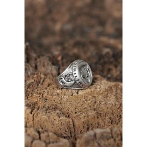 Anello da uomo con Design lupo grigio regolabile-MDEY336