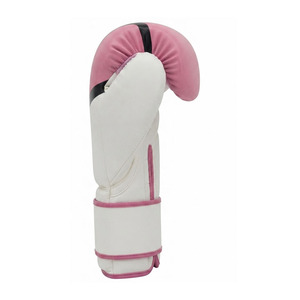 Ekin Impex White <b>Pink</b> Adult Boxing Gloves Black Design Leather Slip-On Closure Breathable Unisex Training Customizable Packaging - Product Image 4