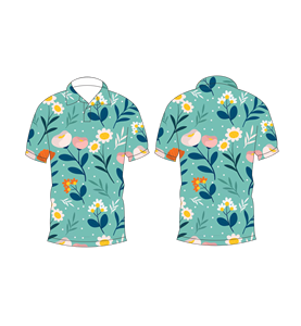 Polo à imprimé floral bleu sarcelle pour hommes, chemise de golf décontractée à manches courtes, mode été - Product Image 6