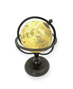 Globo Terráqueo Decorativo Amarillo de la Serie Art Deco, Globo Giratorio de Metal Hecho a Mano para Escritorio y Oficina - Product Image 4