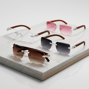 Gafas de Sol Rectangulares con Montura Invisible de Diamantes Moissanite, Polarizadas con Gradiente, Protección UV400, Gafas de Moda Unisex, Personalización C2 - Product Image 1
