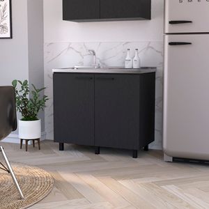 Lavello Nero a 2 Vasche con Mobiletto per Cucina - Product Image 1