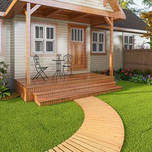 Passerella da Giardino in Legno di Abete Curvo da 7 Piedi con Superficie Antiscivolo - Product Image 2