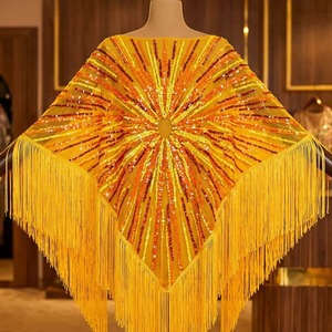 Capelet de soirée vintage doré à sequins et franges, idéal pour les boutiques haut de gamme – Prix direct usine OEM/ODM - Product Image 2
