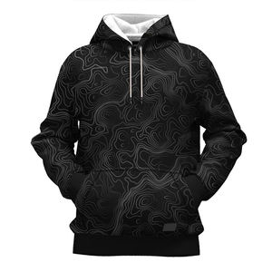 Sudadera con Capucha para Hombre, Negra, con Estampado Topográfico, Sublimación, Poliéster, Informal, para Otoño, Corte Regular - Product Image 4