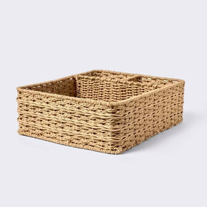 Natural <b>Paper</b> Diaper Caddy Organizer without Handle, Elegent Design Nursery Basket, Handmade in Vietnam - Product Image 1