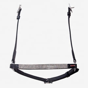 Cabezal de Cuero Ligero de Calidad Premium, Tamaño Personalizado, Estilo Hannoverano para Caballos de Carreras, con 4 Filas de Cristales, Estándar Internacional - Product Image 3