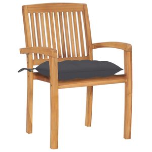 Juego de Muebles de Patio con 8 Sillas Apilables de Madera de Teca Sólida con Cojines - Product Image 3