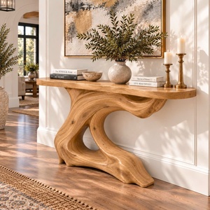 Table console rustique à bord naturel pour entrée, design rustique, table d'appoint artisanale, mobilier - Product Image 6