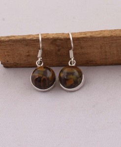 Natural Jasper <b>Solid</b> 925 Sterling <b>Silver</b> Handmade Vintage Luxury Drop <b>Earrings</b> for Wedding Anniversary Gift Party - Product Image 1
