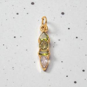 Pendentif en pierre précieuse de quartz péridot, taille baguette et poire - Bijou en argent 925 pour la création de colliers et bracelets - Product Image 1