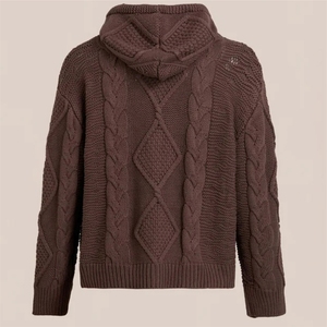 Sweat à capuche tricoté surdimensionné personnalisé en molleton de coton épais, coupe décontractée, style streetwear unisexe - Product Image 3