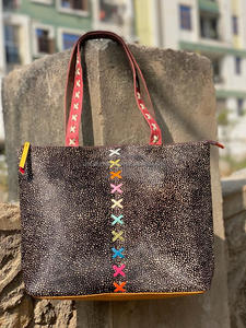 กระเป๋าสะพายไหล่ผู้หญิงหนังวัวแท้พิมพ์ลายสัตว์แท้สไตล์วินเทจจุของได้เยอะสไตล์วินเทจ - Product Image 5