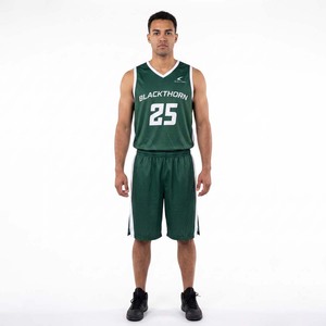 Conjunto de Uniforme de Baloncesto Personalizado sin Mangas para Hombre, 100% Poliéster Sublimado, Pantalones Cortos, Cuello en V, Ropa Deportiva que Absorbe la Humedad - Product Image 1