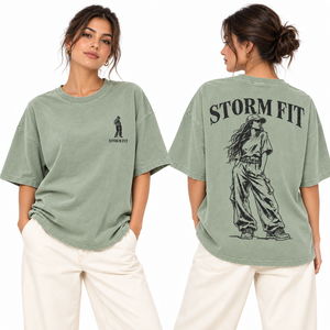 เสื้อยืดโอเวอร์ไซส์สีชมพูสำหรับผู้หญิง แบรนด์ Storm Fit คอกลม แขนสั้น ทรงหลวม ผ้าคอตตอนเจอร์ซีย์ 100% ซักย้อมแบบแอซิดวอช สไตล์สตรีทแวร์ สำหรับฤดูร้อน แห้งเร็ว - Product Image 5