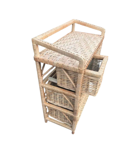 Handwoven Natural Rattan <b>Storage</b> Cabinet with 5 Removable Wicker <b>Drawers</b> and Top Shelf <b>for</b> Home Organization from Vietnam - Product Image 3